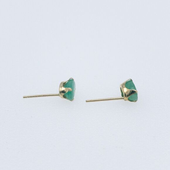 14K Gold Emerald Stud Earrings Oval Cut Prong Set ~1.0 CTW Fine Jewelry - Picture 7 of 11
